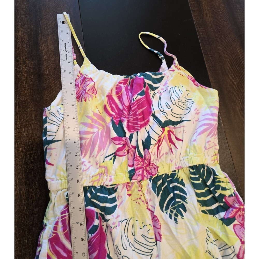 Nicole Miller Romper Jumpsuit Multicolor Tropical Palm Floral Linen Blend Medium - Picture 9 of 11
